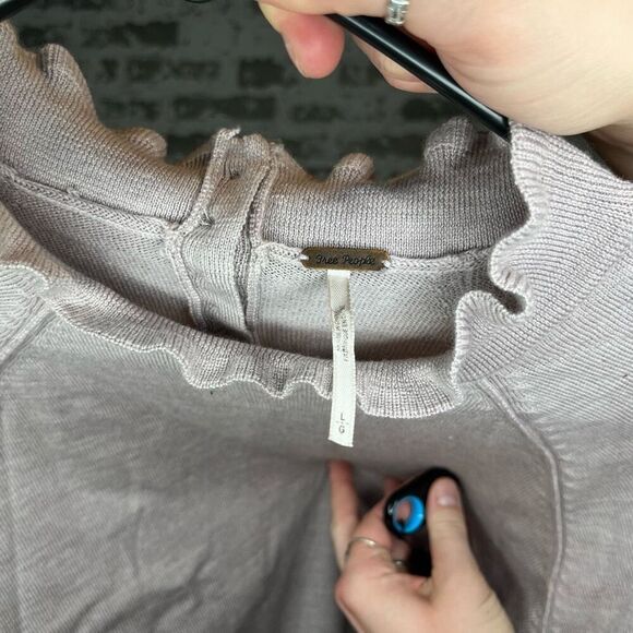 Free people | women light lavender wool sweater w/ ruffles - Picture 2 of 11